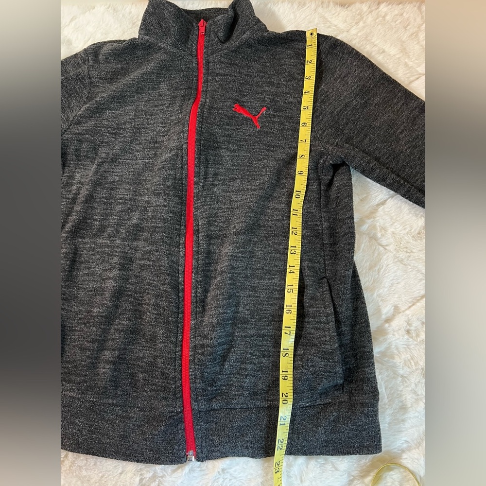 Puma Boys Youth Large 12-14 Gray Zip Up Jacket Athletic Track Sweatshirt - Picture 9 of 10